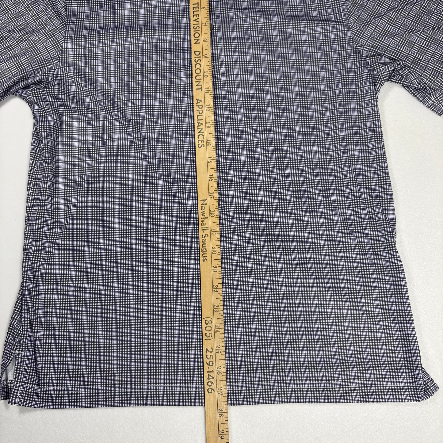 Roundtree & Yorke Polo Shirt S Navy Check Performance Golf Casual Short Sleeve