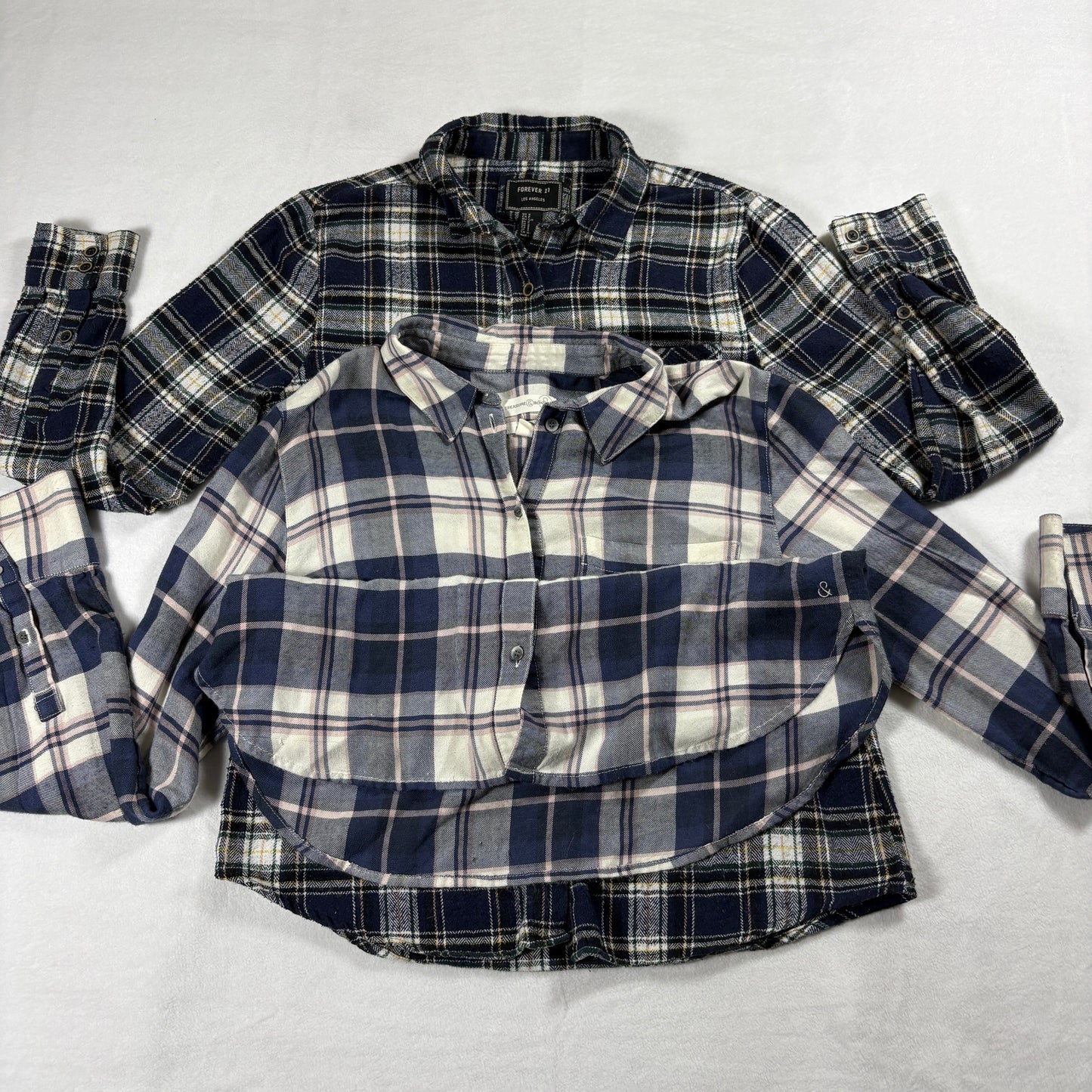 Treasure Bond Flannel Shirts Womens XS/S Plaid Grunge Streetwear Y2K Lot2 Retro!