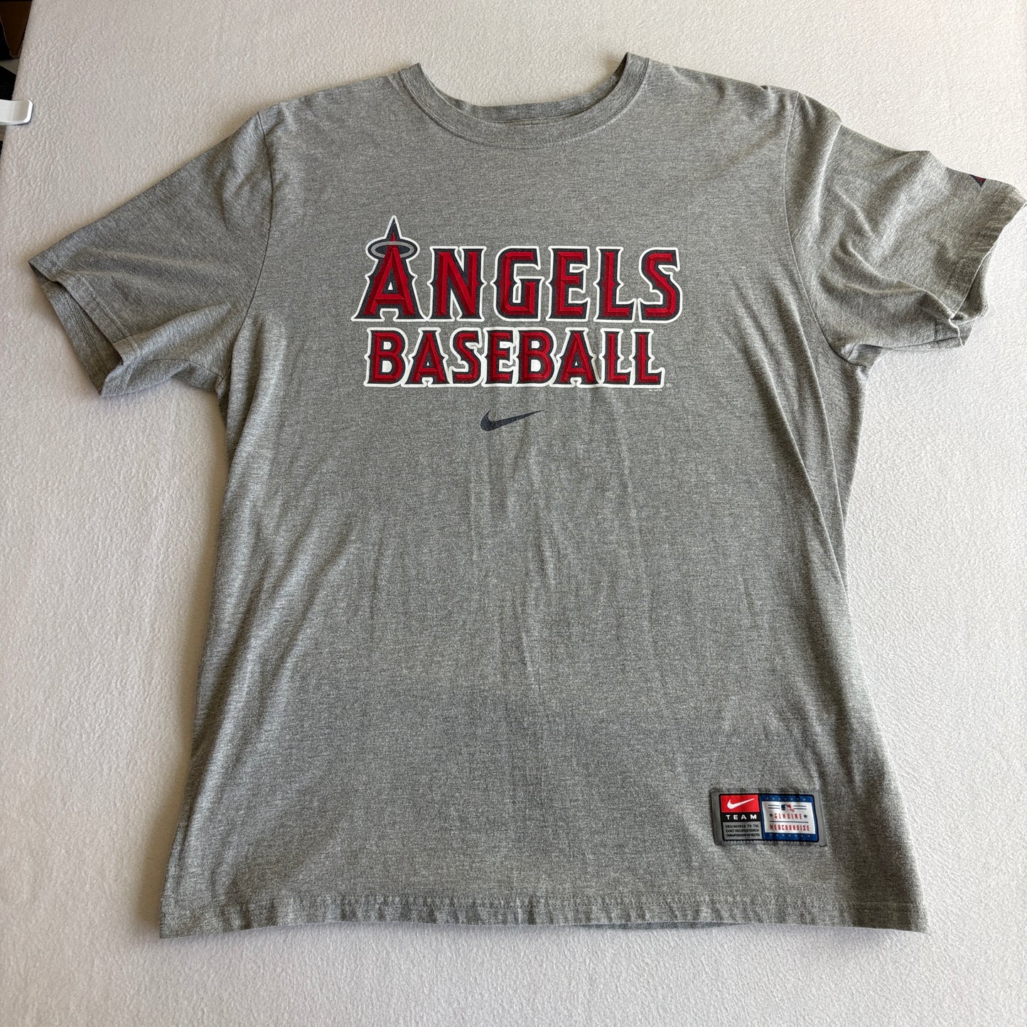 Nike Los Angeles Angels Baseball MLB Graphic T Shirt Gray Mens XL Team Logo Tee