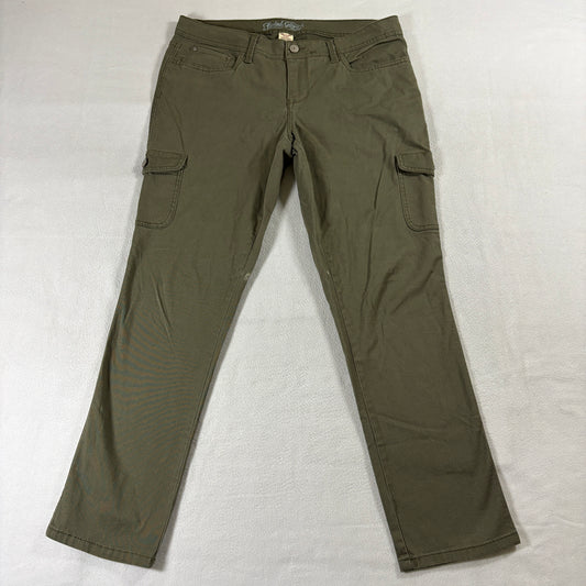 Faded Glory Cargo Pants Womens Fits Like 35x29 Olive Utility Bootcut Stretch
