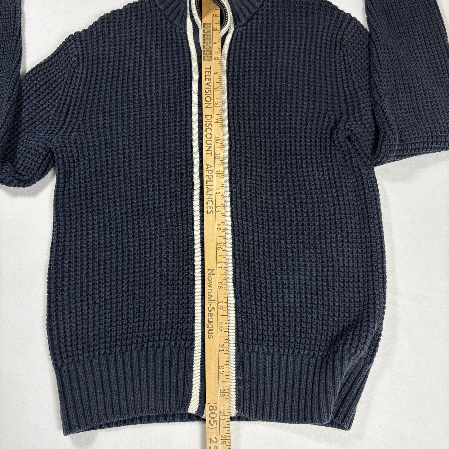 Banana Republic Sweater S Navy Full Zip Knit Cardigan Jacket Chunky Cotton Blend
