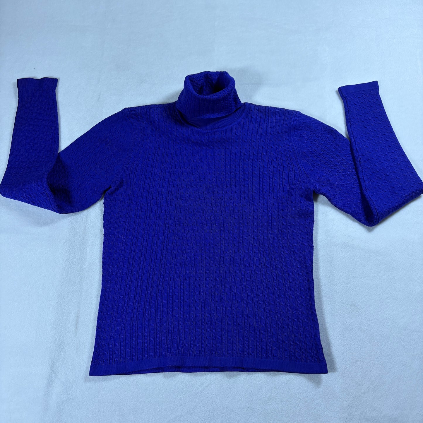 Dana Buchman Petites Turtleneck Sweater Womens Petite Blue Knit Retro Soft Y2K X