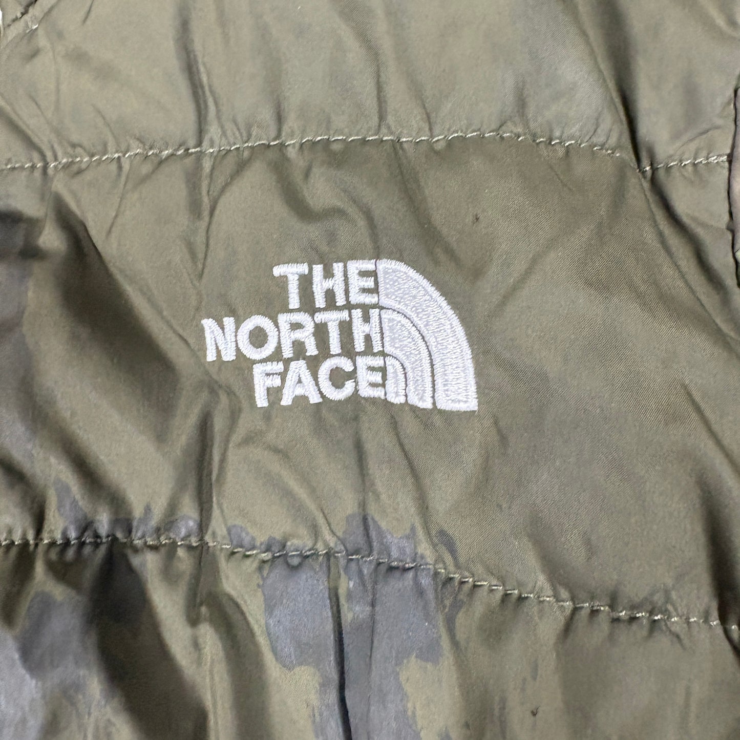 The North Face Kids Jacket Camo Green Orange Zip Puffer Coat Outdoor Winter Warm