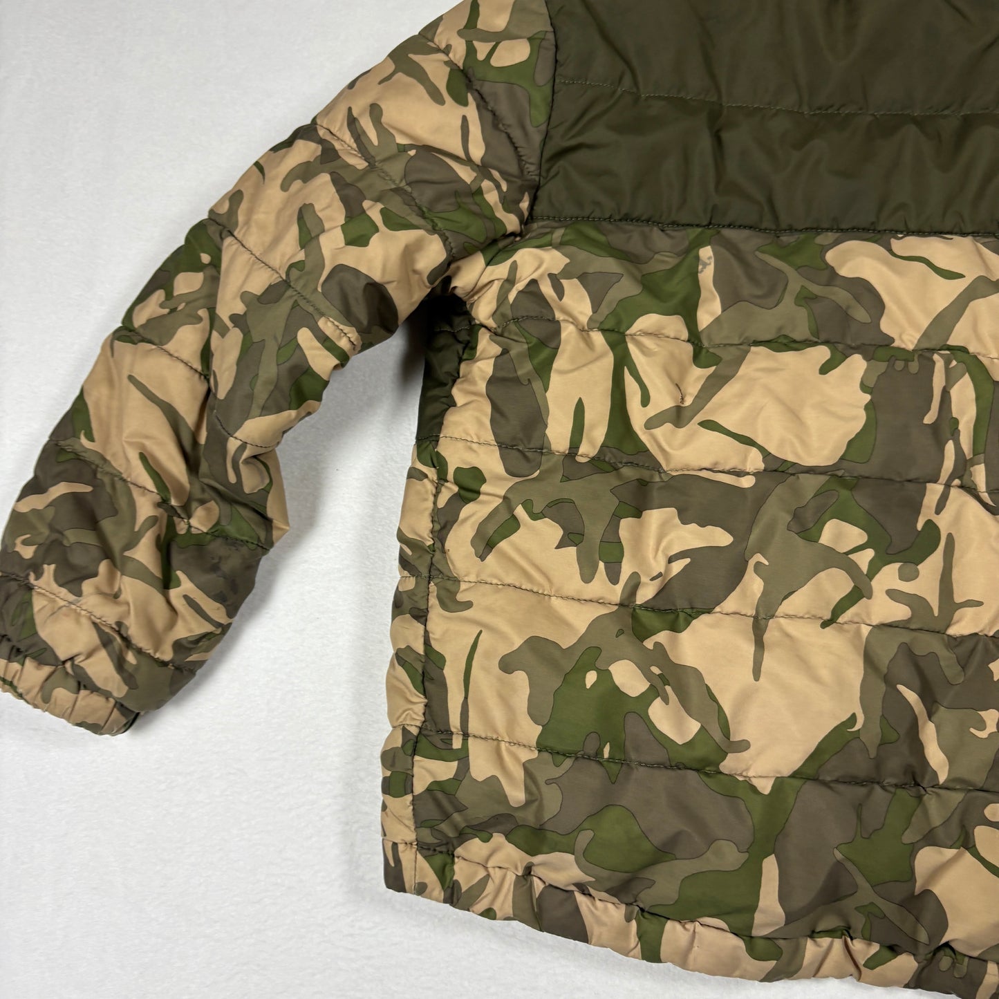 The North Face Kids Jacket Camo Green Orange Zip Puffer Coat Outdoor Winter Warm