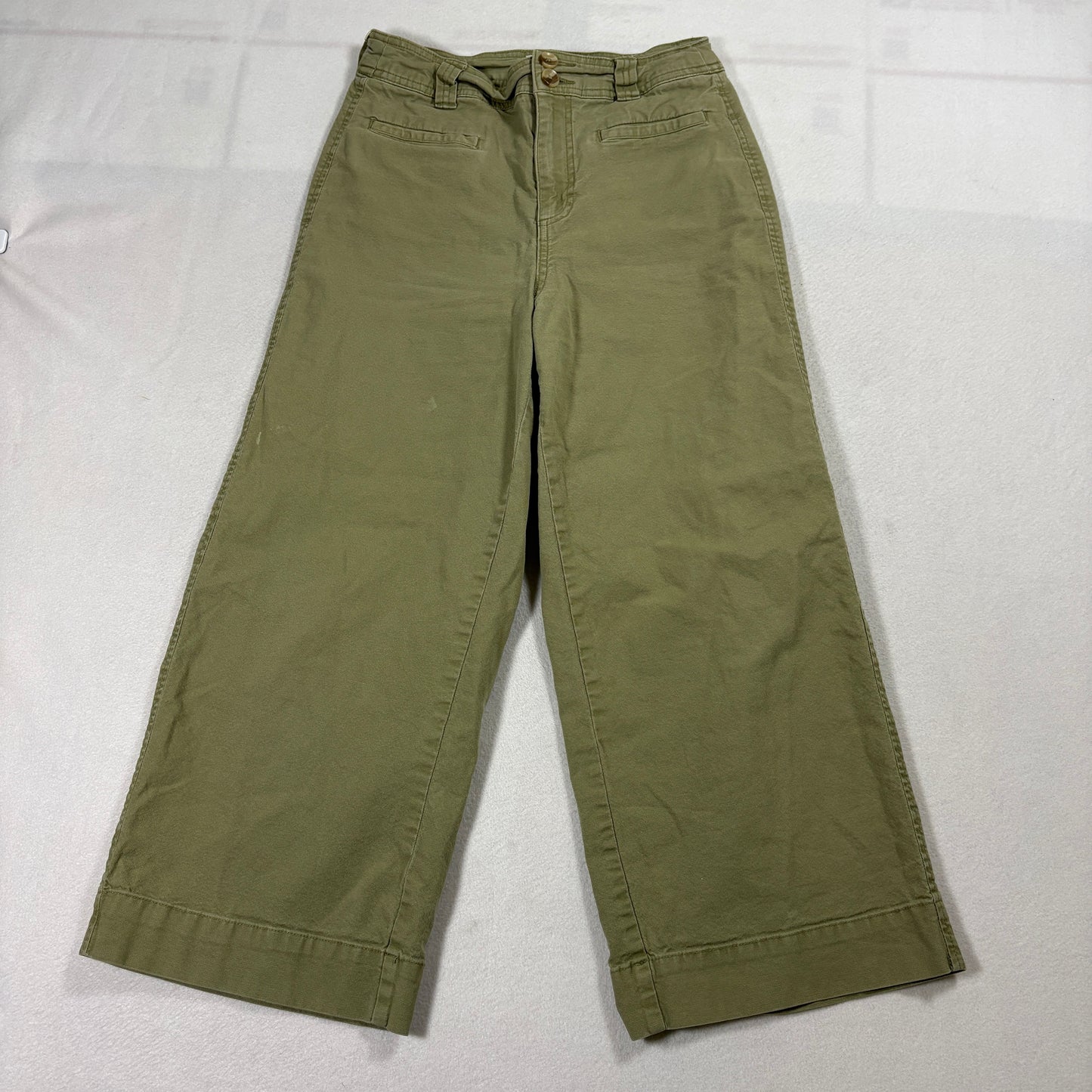 A New Day Wide Leg Pants Womens 2 Green Stretch High Rise Cropped Casual