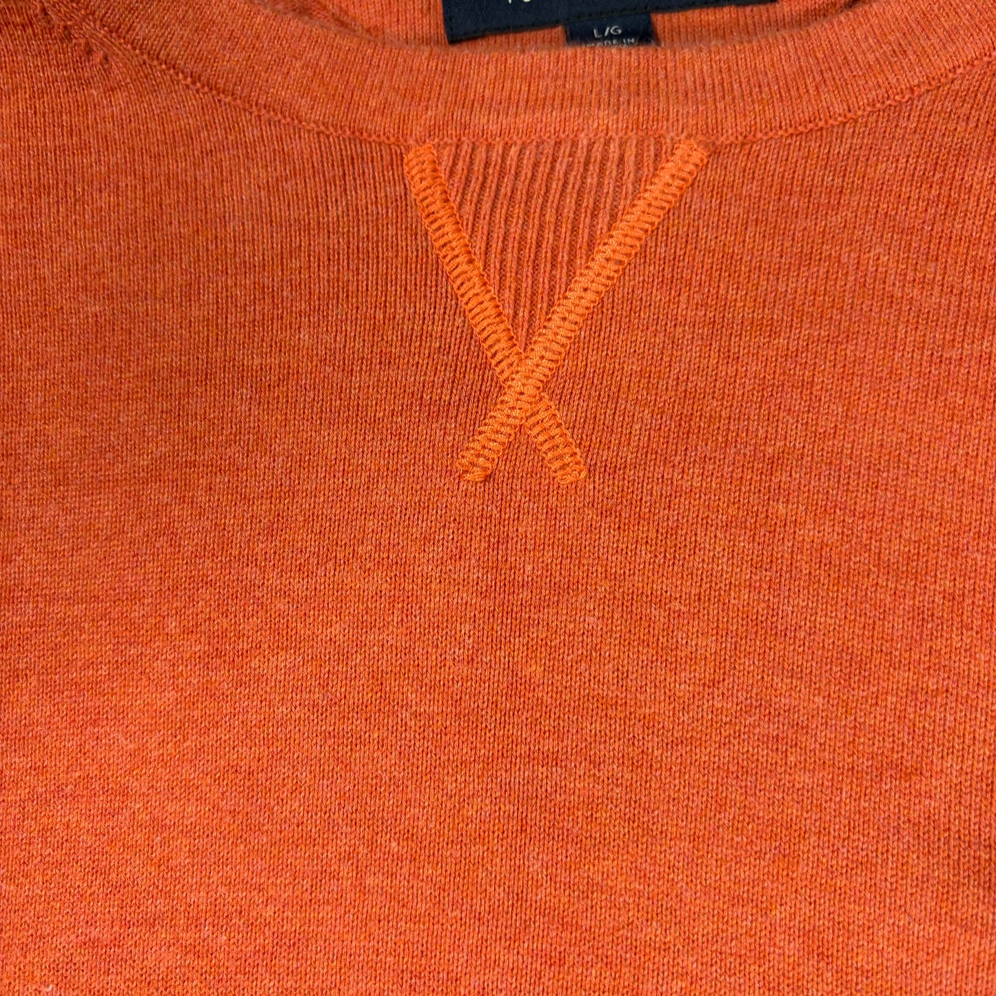 Tommy Hilfiger Sweater L Orange Crewneck Pullover Premium Cotton Logo