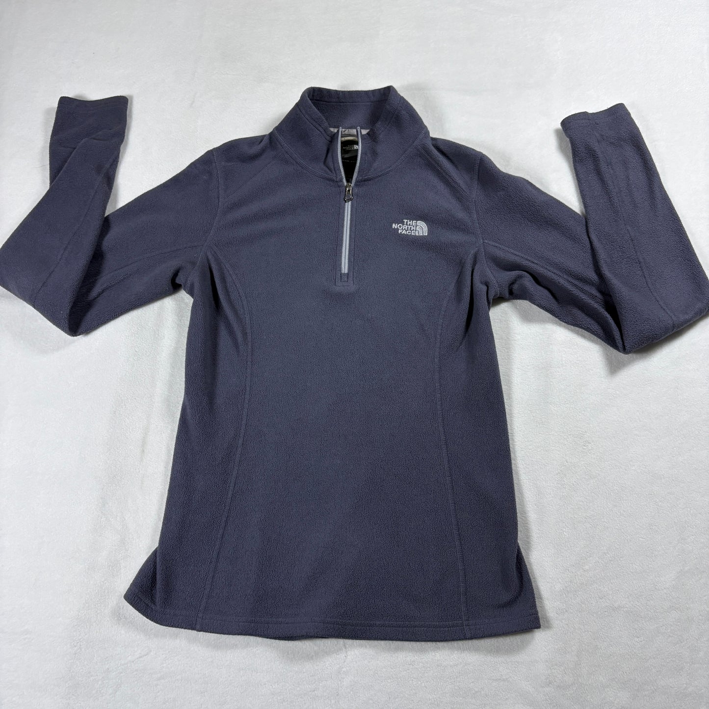 North Face Fleece Pullover Womens Small Gray Quarter Zip Outdoor Hiking Trail UV