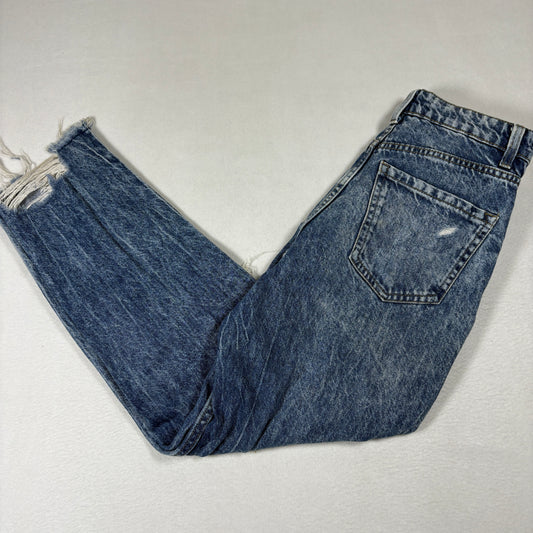 YMI Womens Mom Jeans Size 3/26 Blue Distressed Ripped Ankle Grunge Y2K Vintage