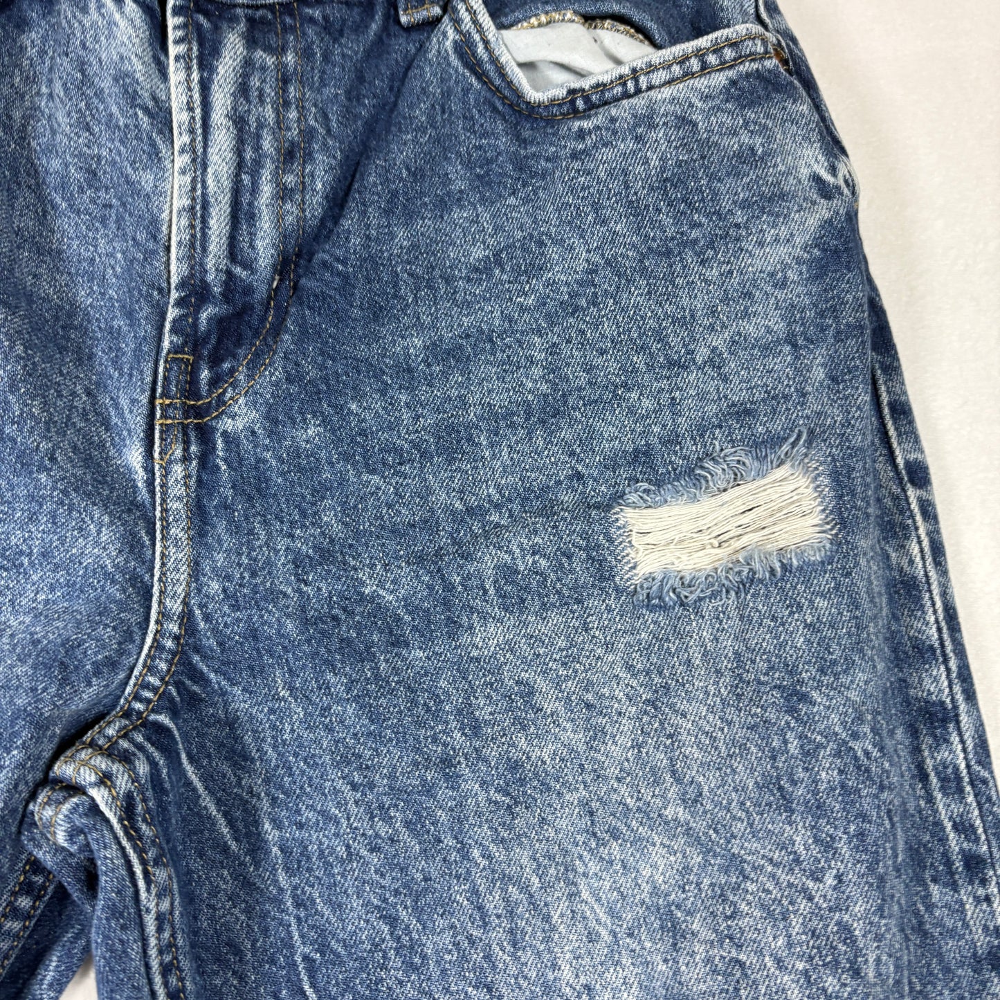 YMI Womens Mom Jeans Size 3/26 Blue Distressed Ripped Ankle Grunge Y2K Vintage