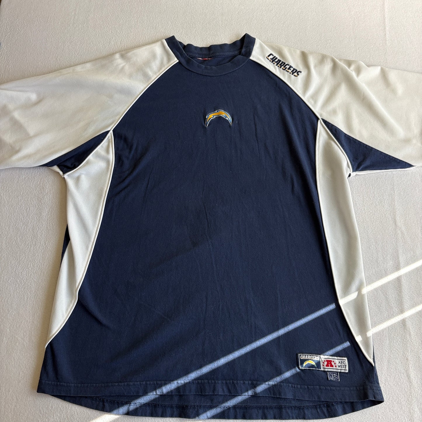 San Diego Chargers NFL AFC West Raglan Shirt Navy Mens XL Football Team Tee