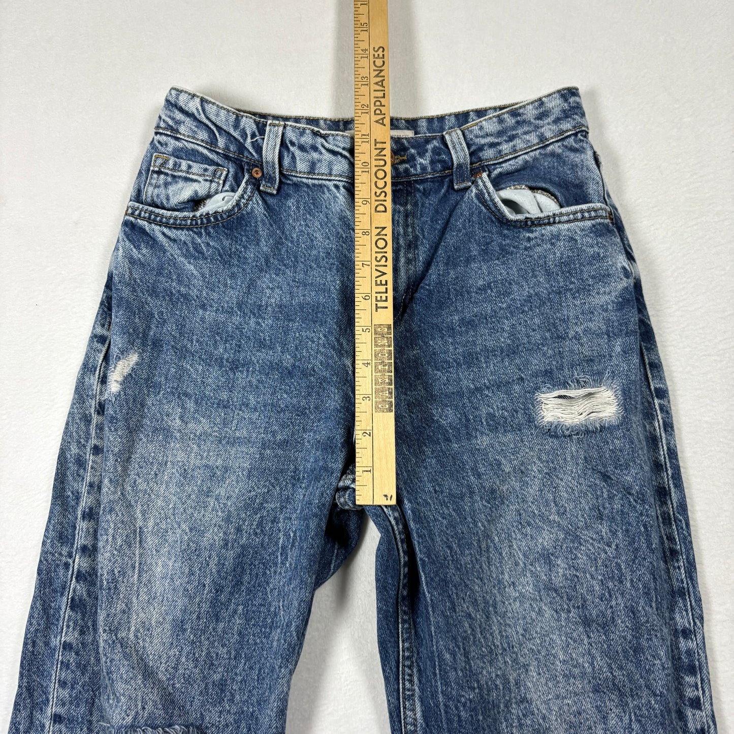 YMI Womens Mom Jeans Size 3/26 Blue Distressed Ripped Ankle Grunge Y2K Vintage