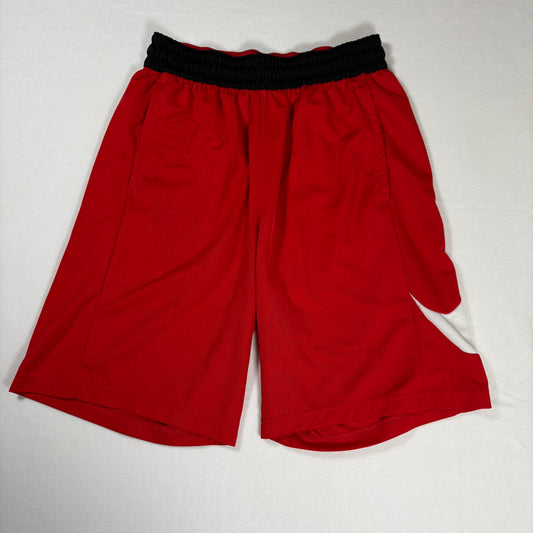 Nike Dri-Fit Basketball Shorts Men’s M Red Black Elastic Waist Big Swoosh Logo