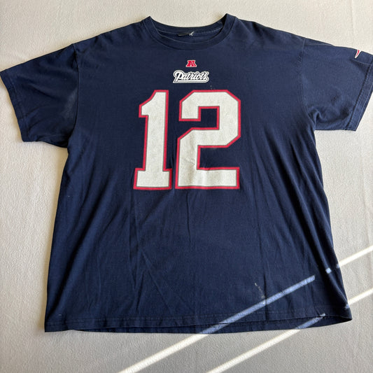 New England Patriots 12 Shirt Navy Mens XL NFL Football Brady Style Tee