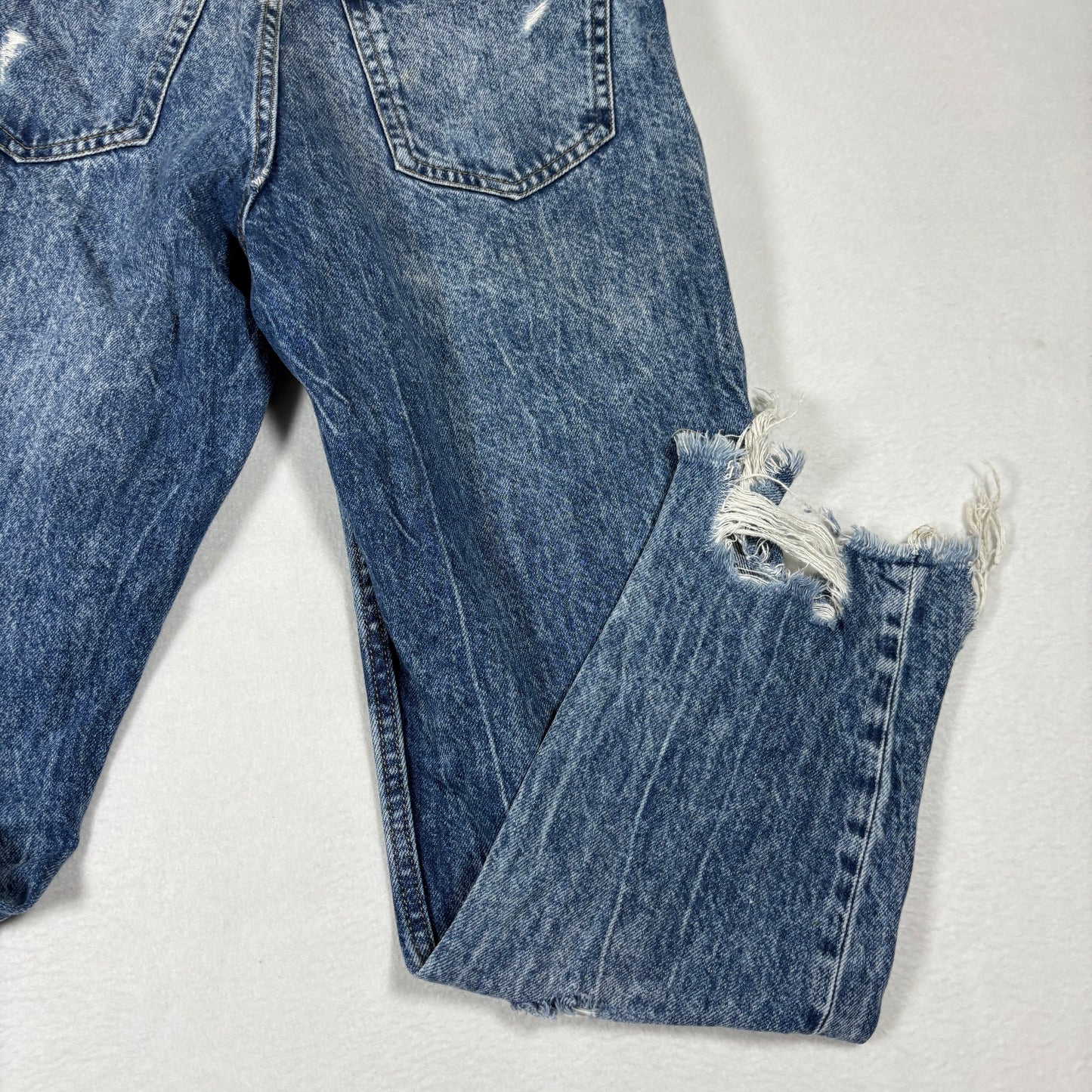 YMI Womens Mom Jeans Size 3/26 Blue Distressed Ripped Ankle Grunge Y2K Vintage