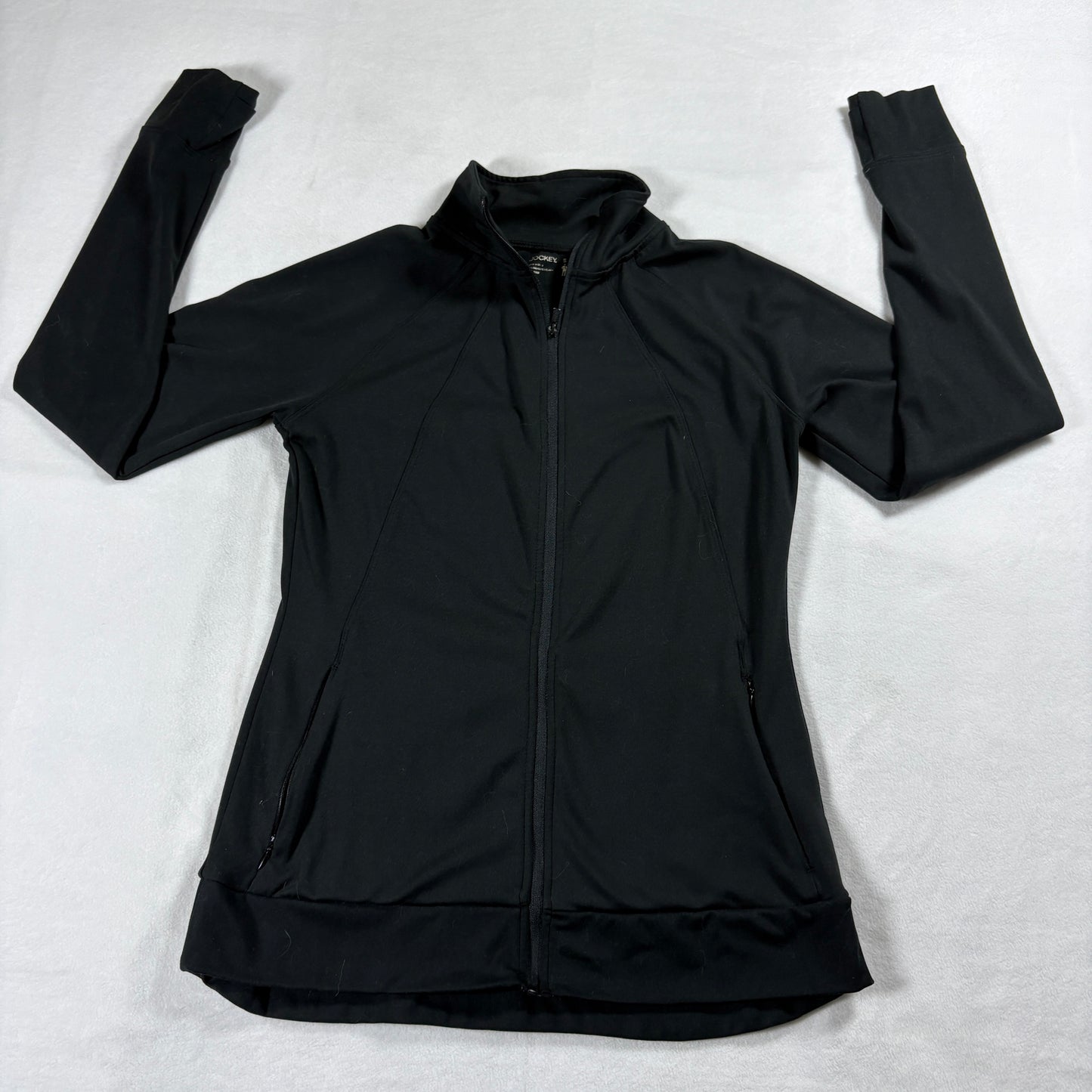 Jockey Womens Small Black Full Zip Athletic Jacket Lightweight Stretch Activewear