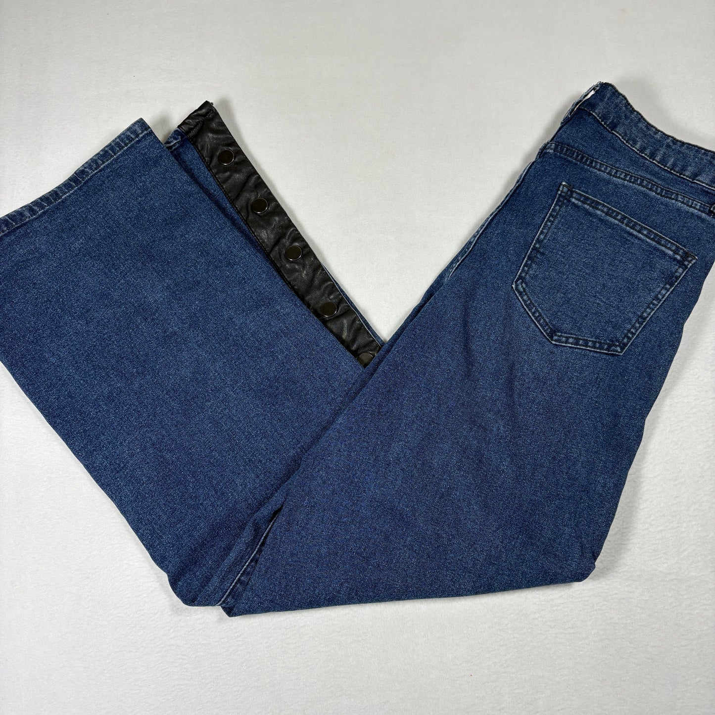 NY&C Womens Jeans Size 9 Blue Snap Button Wide Leg Y2K Grunge High Rise Denim Pants