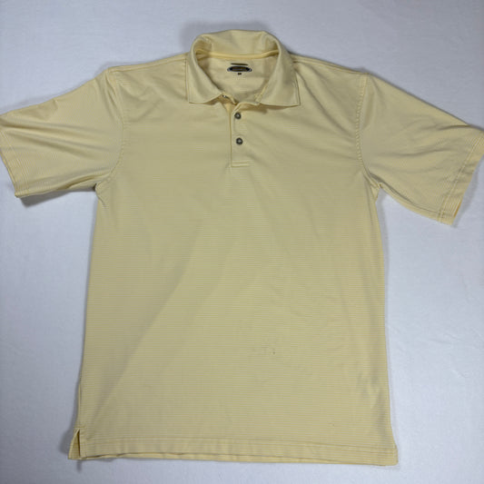 Pebble Beach Lone Cypress Performance Polo Shirt Men’s Small Yellow Striped Golf