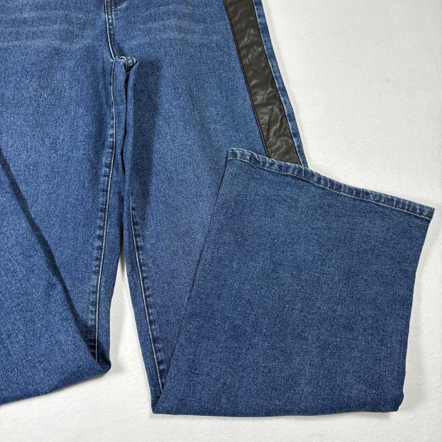 NY&C Womens Jeans Size 9 Blue Snap Button Wide Leg Y2K Grunge High Rise Denim Pants