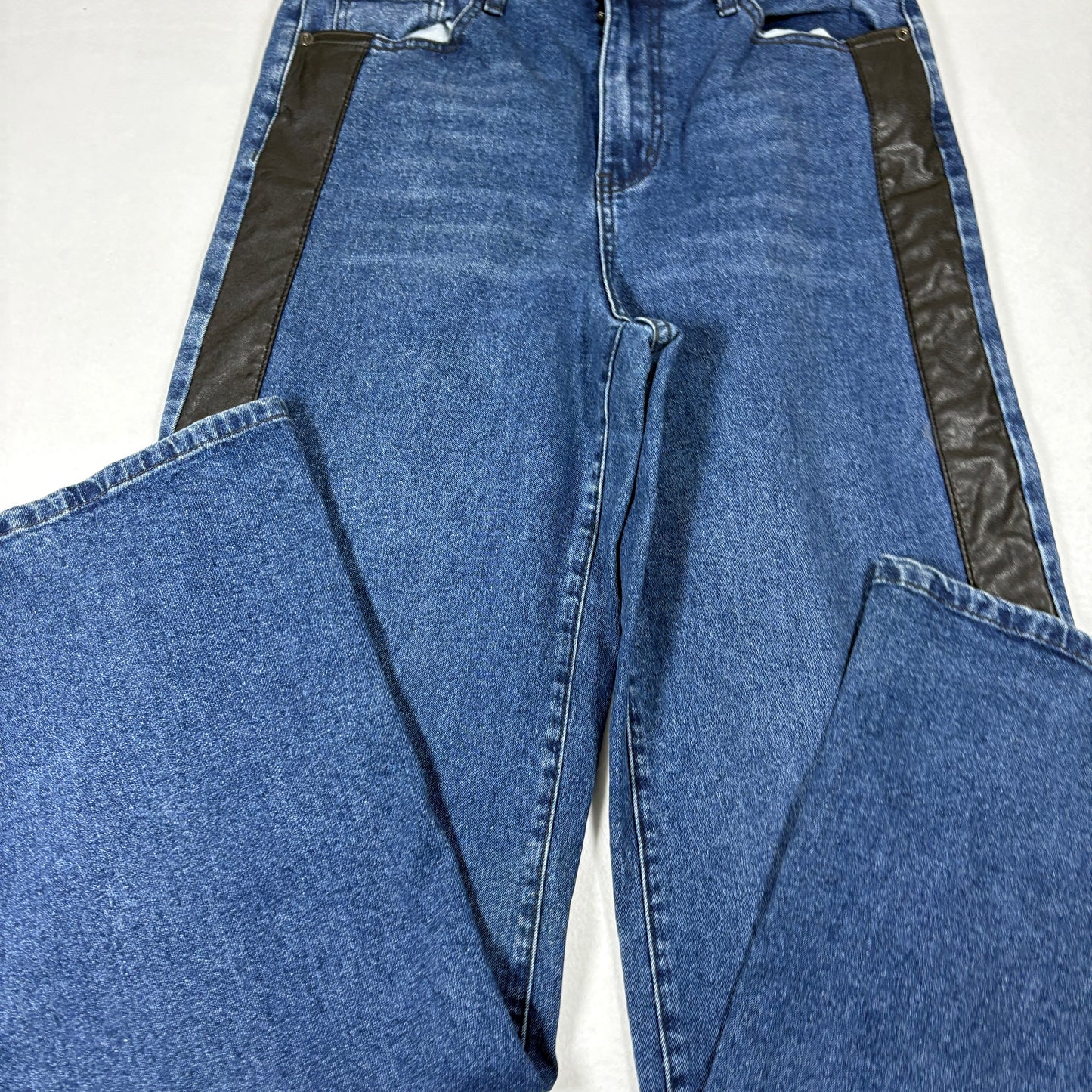 NY&C Womens Jeans Size 9 Blue Snap Button Wide Leg Y2K Grunge High Rise Denim Pants