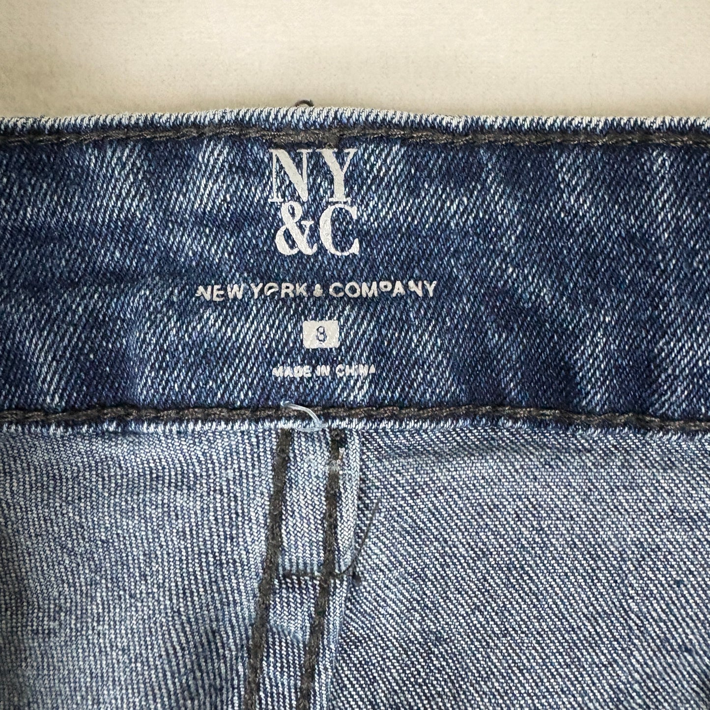 NY&C Womens Jeans Size 9 Blue Snap Button Wide Leg Y2K Grunge High Rise Denim Pants