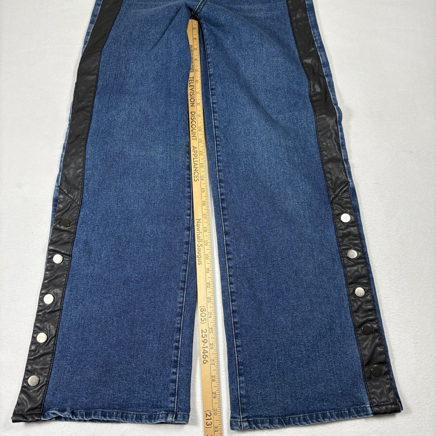 NY&C Womens Jeans Size 9 Blue Snap Button Wide Leg Y2K Grunge High Rise Denim Pants