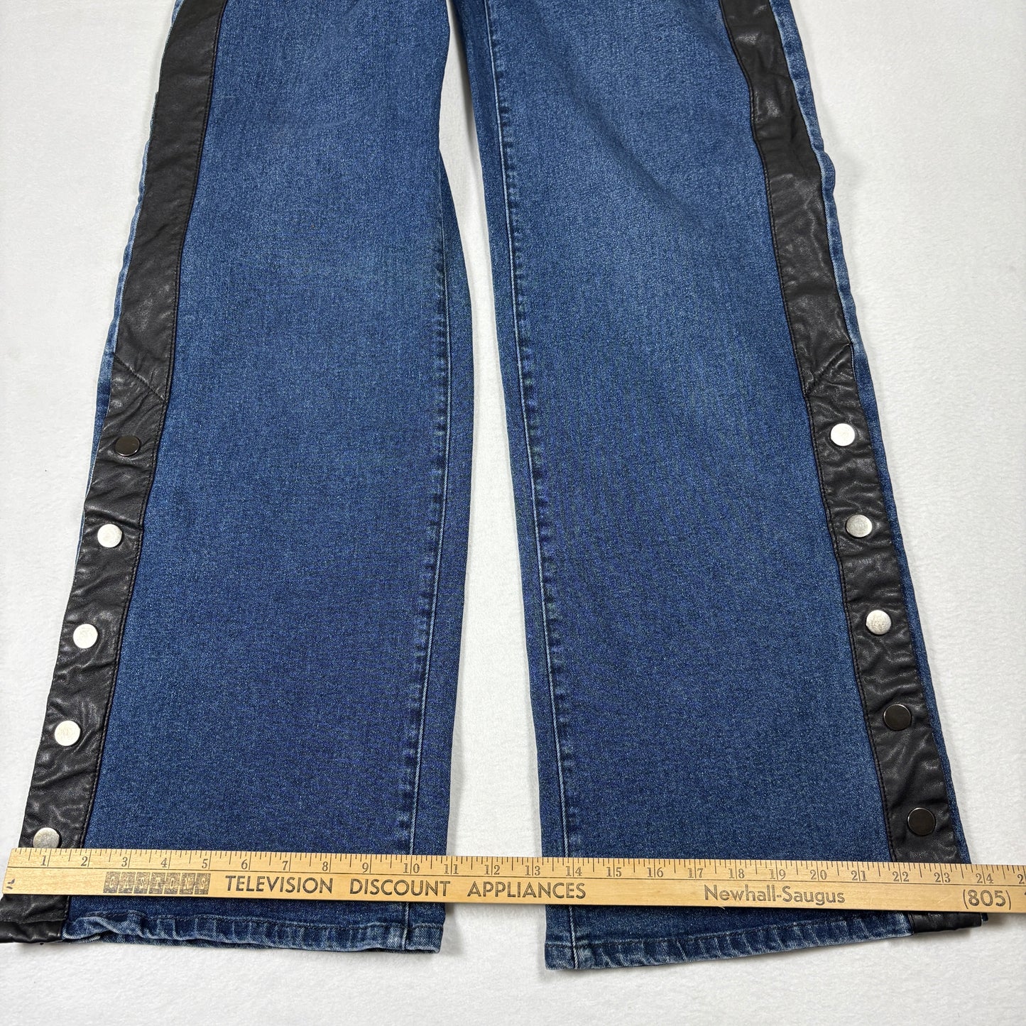 NY&C Womens Jeans Size 9 Blue Snap Button Wide Leg Y2K Grunge High Rise Denim Pants