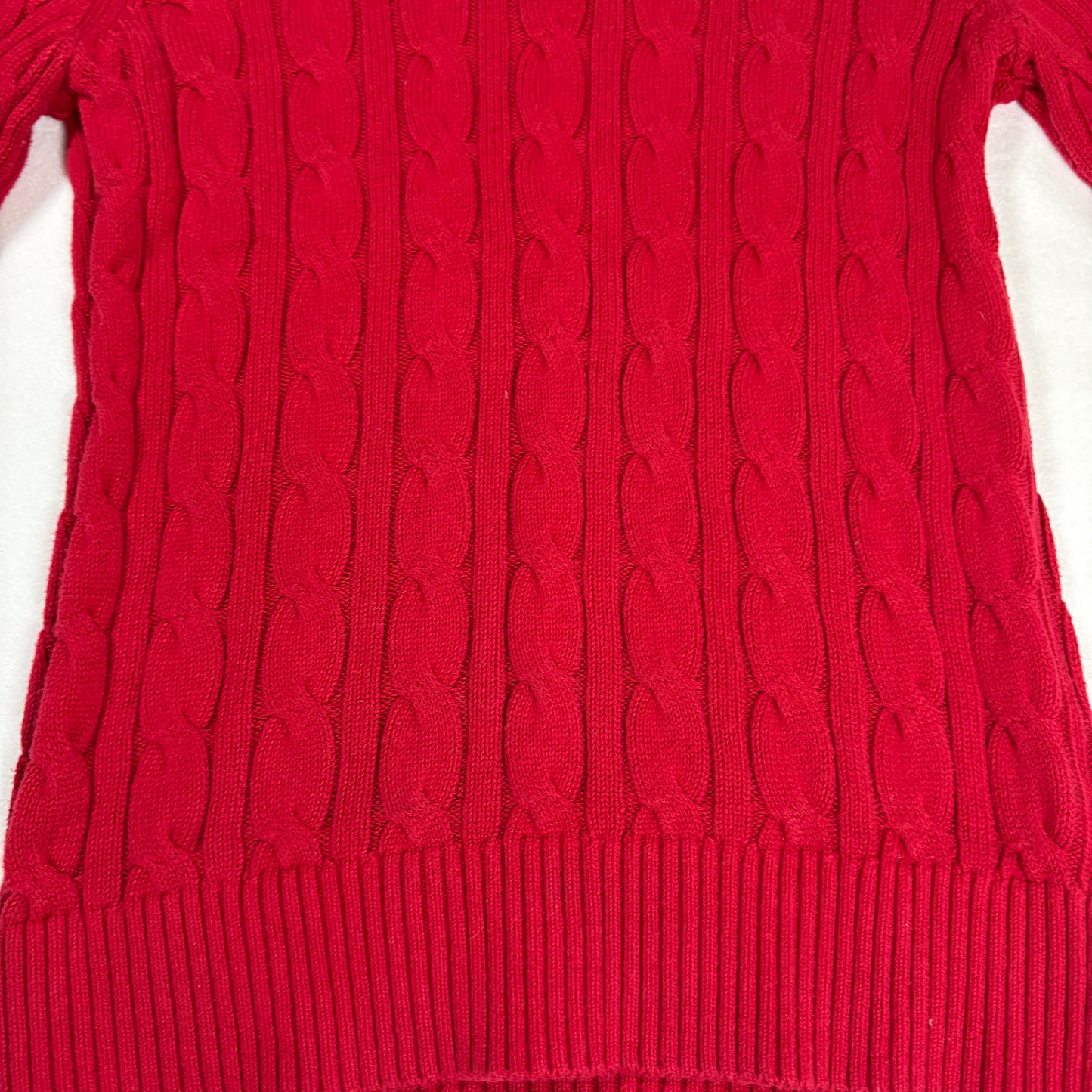 Abercrombie & Fitch Men’s Red Cable Knit Sweater Medium Muscle Fit Logo Moose