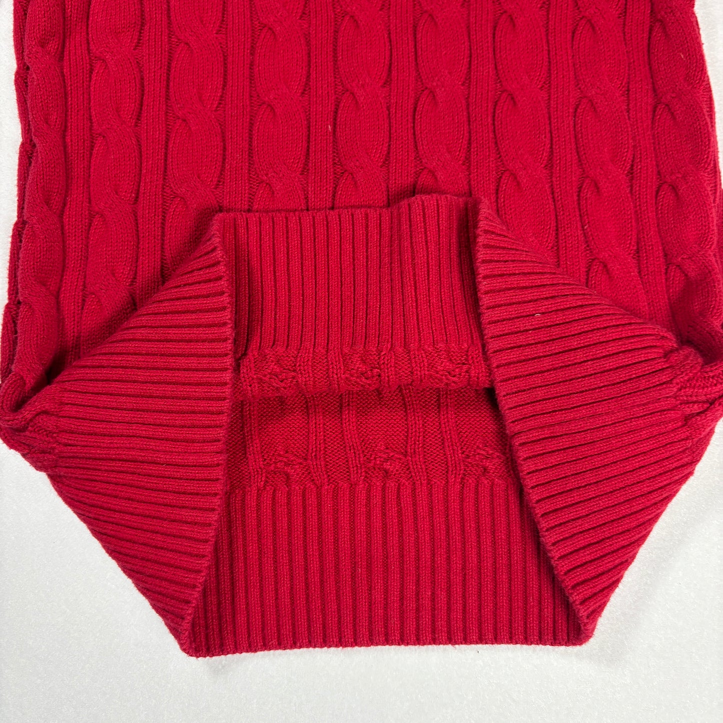 Abercrombie & Fitch Men’s Red Cable Knit Sweater Medium Muscle Fit Logo Moose