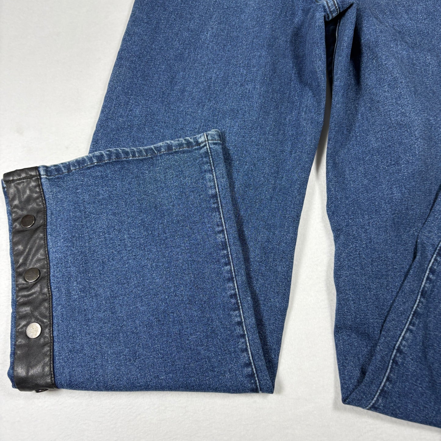 NY&C Womens Jeans Size 9 Blue Snap Button Wide Leg Y2K Grunge High Rise Denim Pants