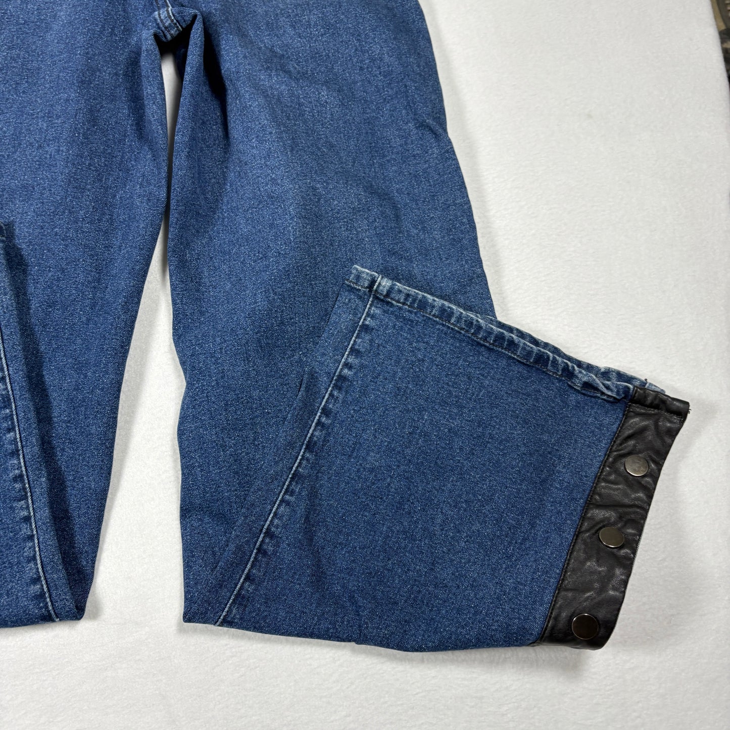 NY&C Womens Jeans Size 9 Blue Snap Button Wide Leg Y2K Grunge High Rise Denim Pants