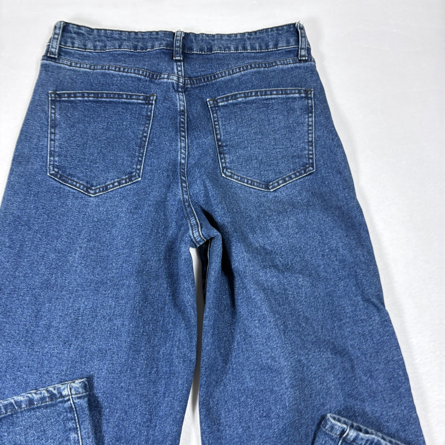 NY&C Womens Jeans Size 9 Blue Snap Button Wide Leg Y2K Grunge High Rise Denim Pants