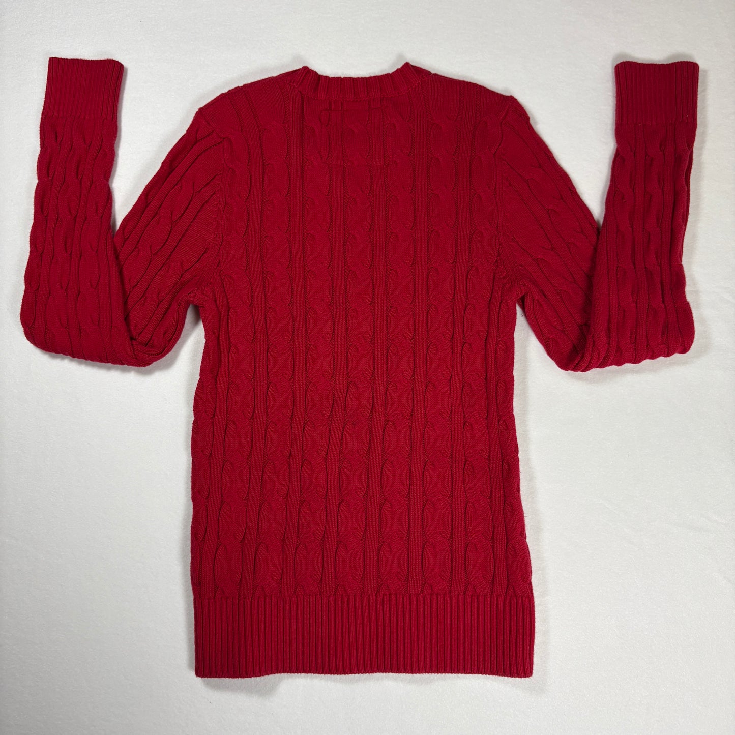 Abercrombie & Fitch Men’s Red Cable Knit Sweater Medium Muscle Fit Logo Moose