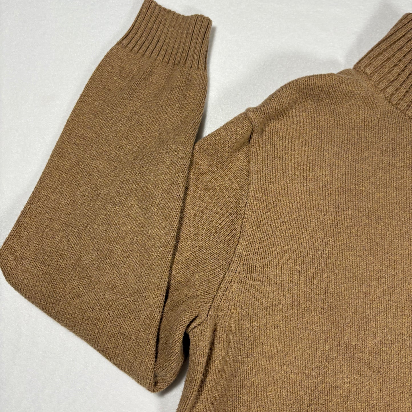 Polo Ralph Lauren Men’s 1/4 Zip Sweater Medium Brown Wool Blend Knit Pullover