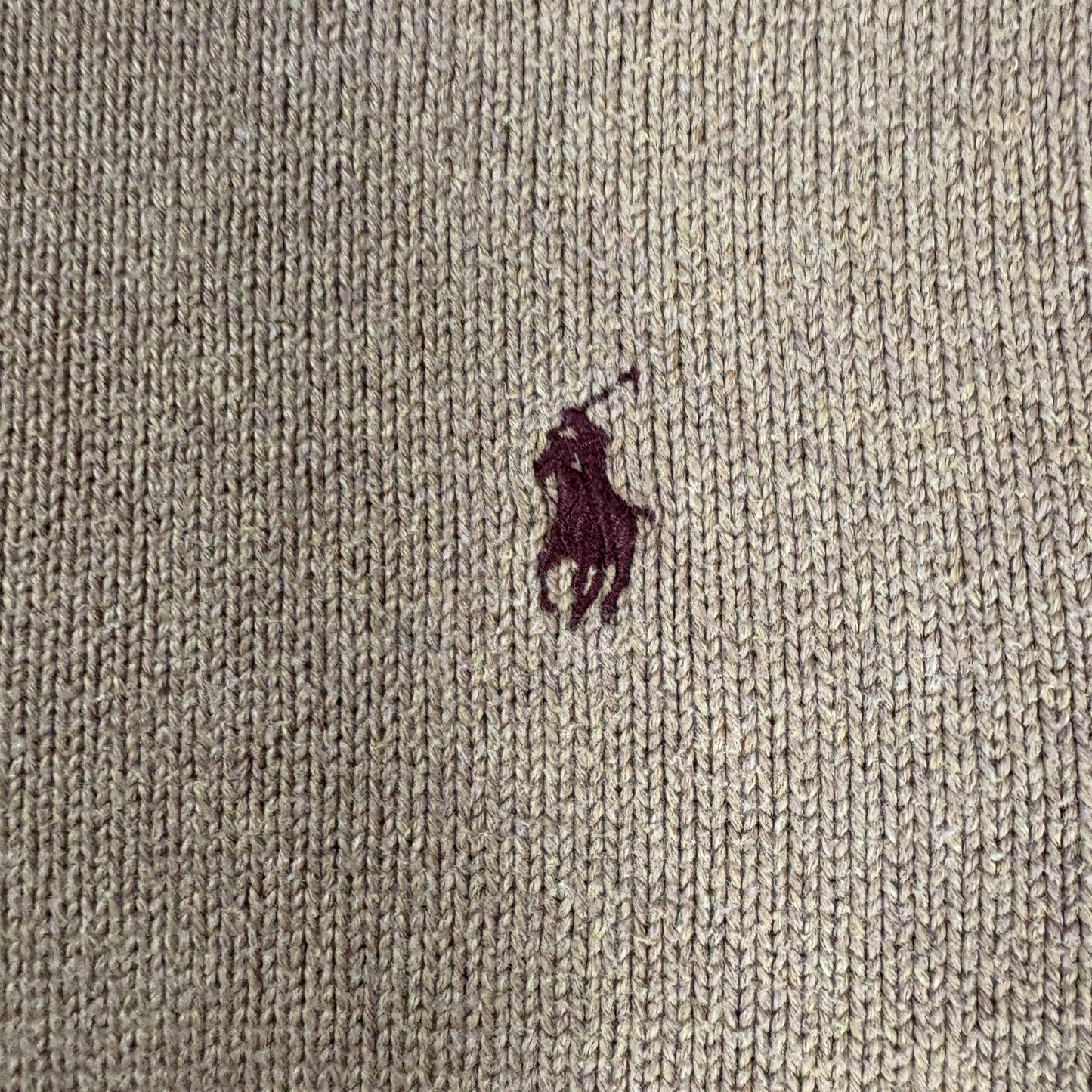 Polo Ralph Lauren Men’s 1/4 Zip Sweater Medium Brown Wool Blend Knit Pullover