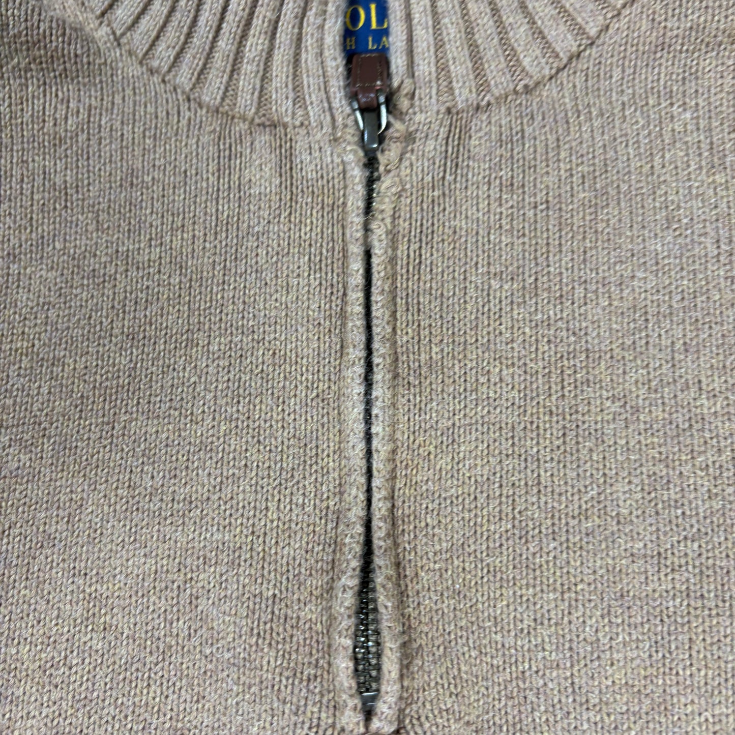 Polo Ralph Lauren Men’s 1/4 Zip Sweater Medium Brown Wool Blend Knit Pullover