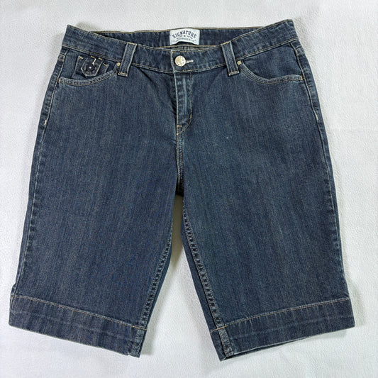 Levi Strauss Signature Denim Bermuda Shorts Women 10 Fits Like 35 Blue Stretch