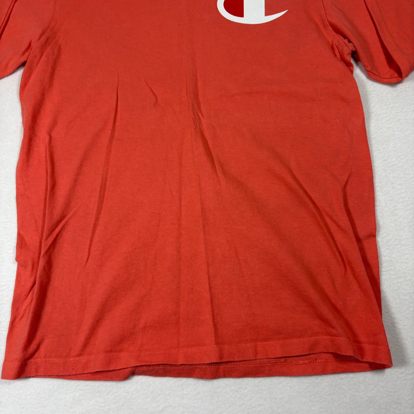 Champion Mens Long Sleeve T Shirt Size M Red Logo Spellout Graphic Tee Y2K Streetwear