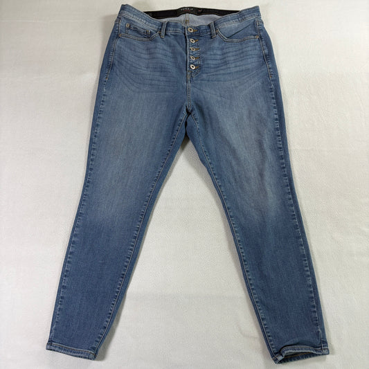 Torrid Sky High Skinny Jeans 20R Fits Like 35x27 Blue Button Fly Stretch