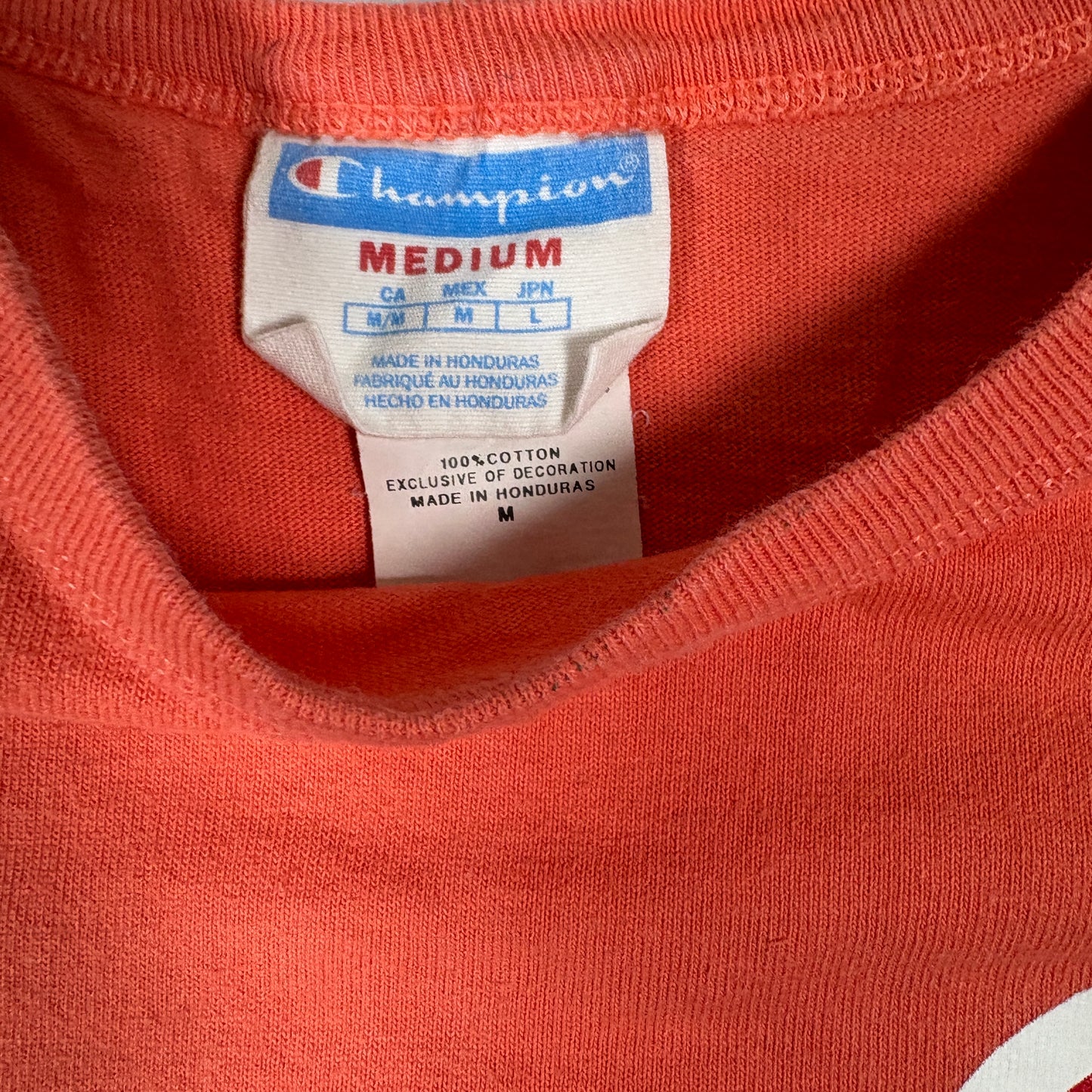 Champion Mens Long Sleeve T Shirt Size M Red Logo Spellout Graphic Tee Y2K Streetwear