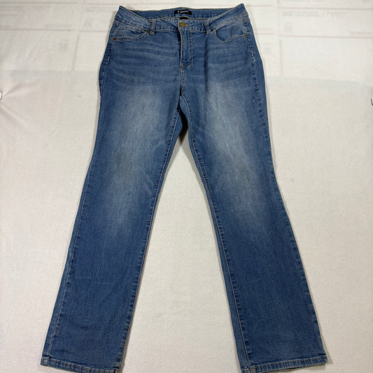 D Jeans Womens 14 Blue Stretch Straight Leg Mid Rise Denim Pants Casual