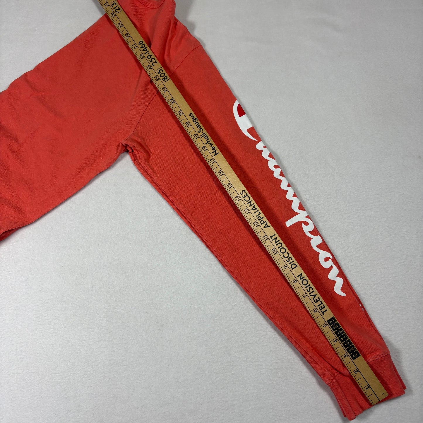 Champion Mens Long Sleeve T Shirt Size M Red Logo Spellout Graphic Tee Y2K Streetwear