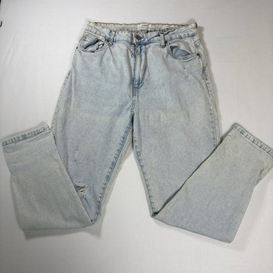 Cotton On Stretch Mom Jeans Women’s 10 Light Wash Baggy High Rise Distressed Denim