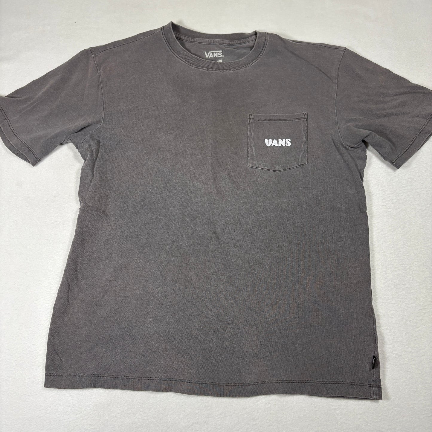 Vans Mens T Shirt Medium Brown Pocket Tee Back Graphic Yin Yang Sun Skate Grunge