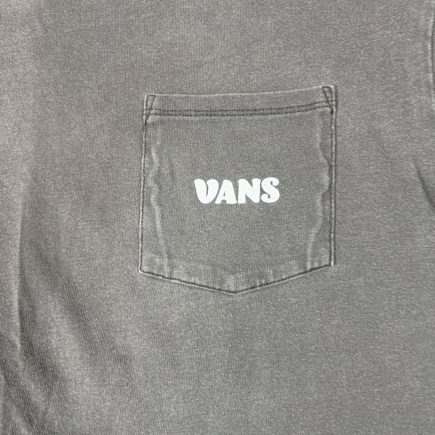 Vans Mens T Shirt Medium Brown Pocket Tee Back Graphic Yin Yang Sun Skate Grunge