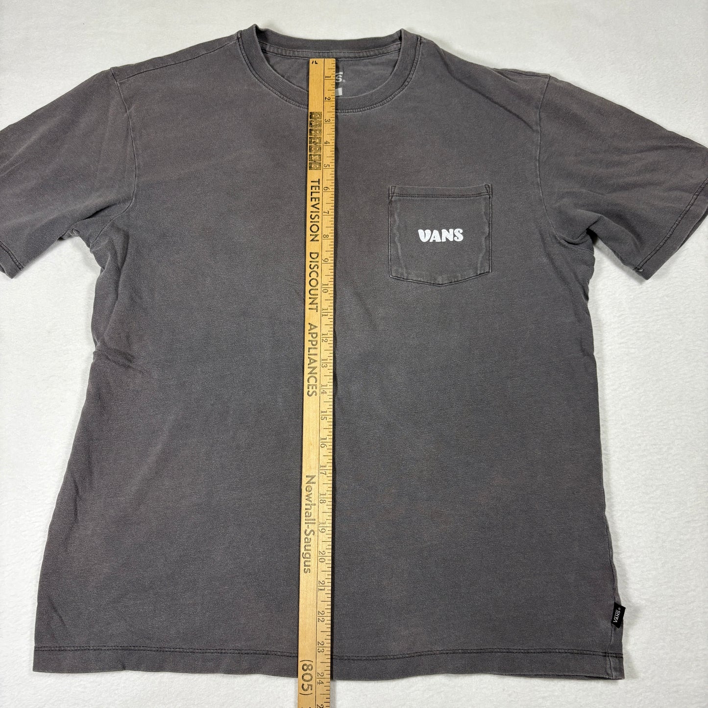 Vans Mens T Shirt Medium Brown Pocket Tee Back Graphic Yin Yang Sun Skate Grunge