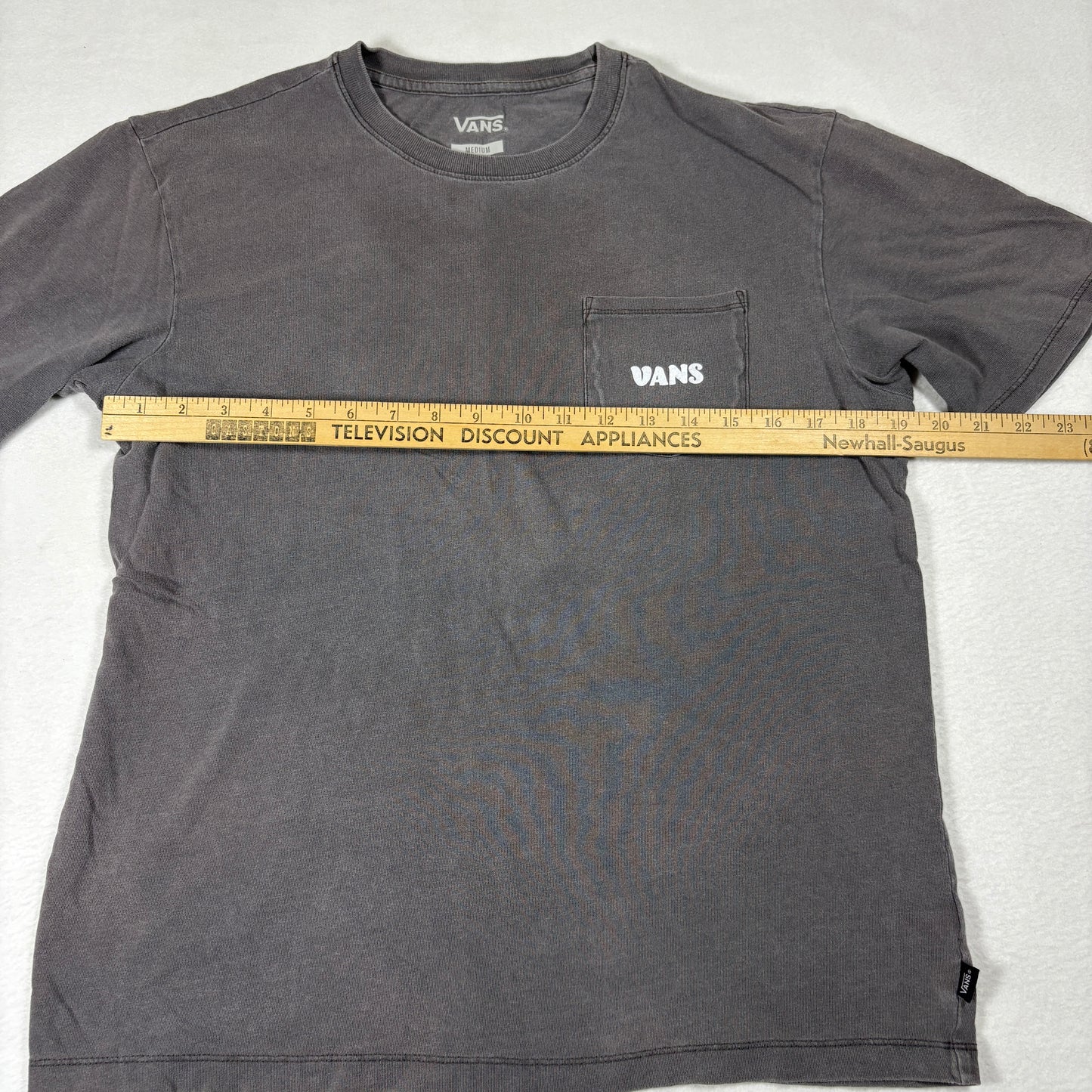 Vans Mens T Shirt Medium Brown Pocket Tee Back Graphic Yin Yang Sun Skate Grunge