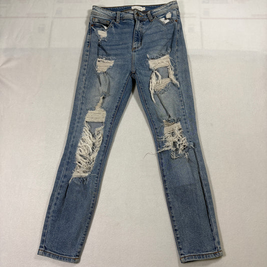 Cello Distressed Ripped Jeans Womens 7 Blue High Rise Skinny Grunge Streetwear