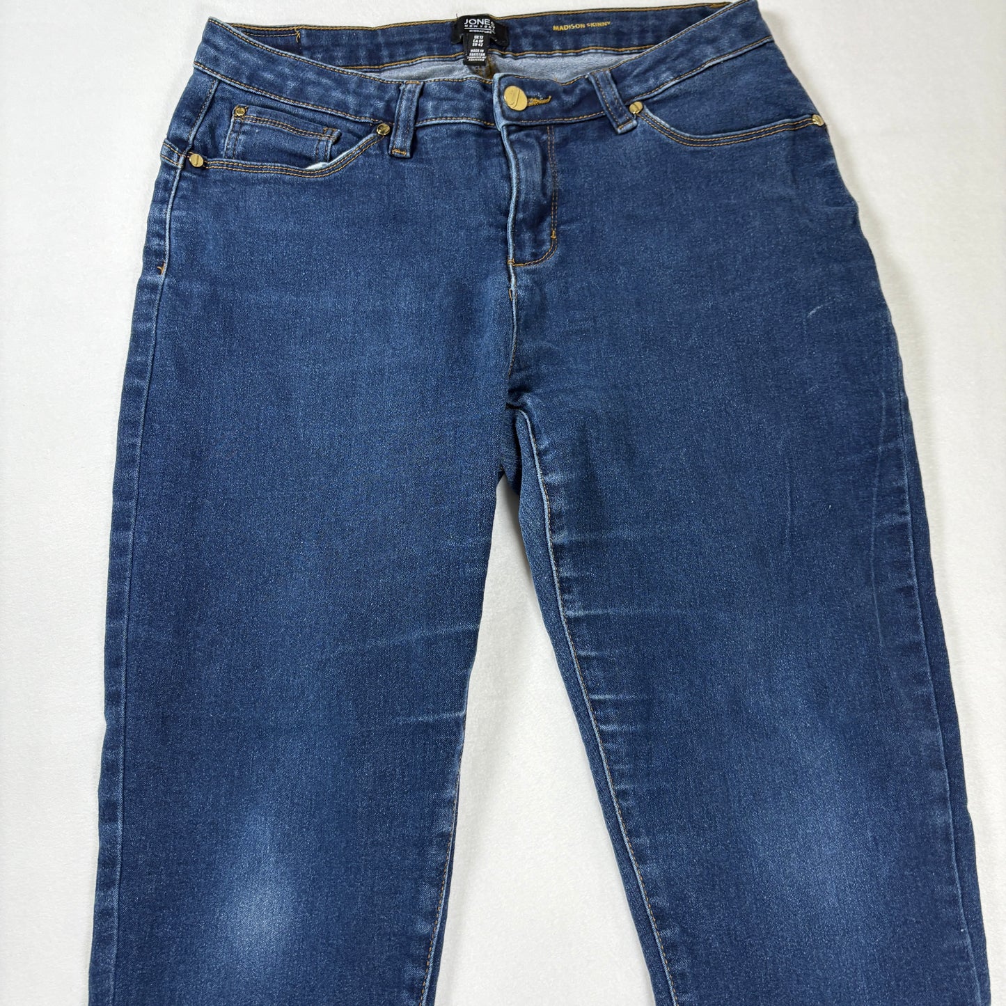 Jones New York Madison Skinny Jeans Women’s 12 Dark Wash Stretch Denim Mid Rise