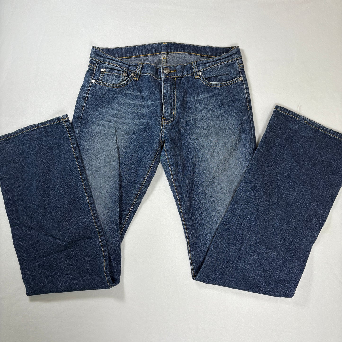 Lacoste Men’s Jeans 40 Dark Wash Denim Straight Leg Croc Logo Embroidered Pockets