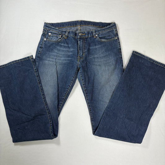 Lacoste Men’s Jeans 40 Dark Wash Denim Straight Leg Croc Logo Embroidered Pockets